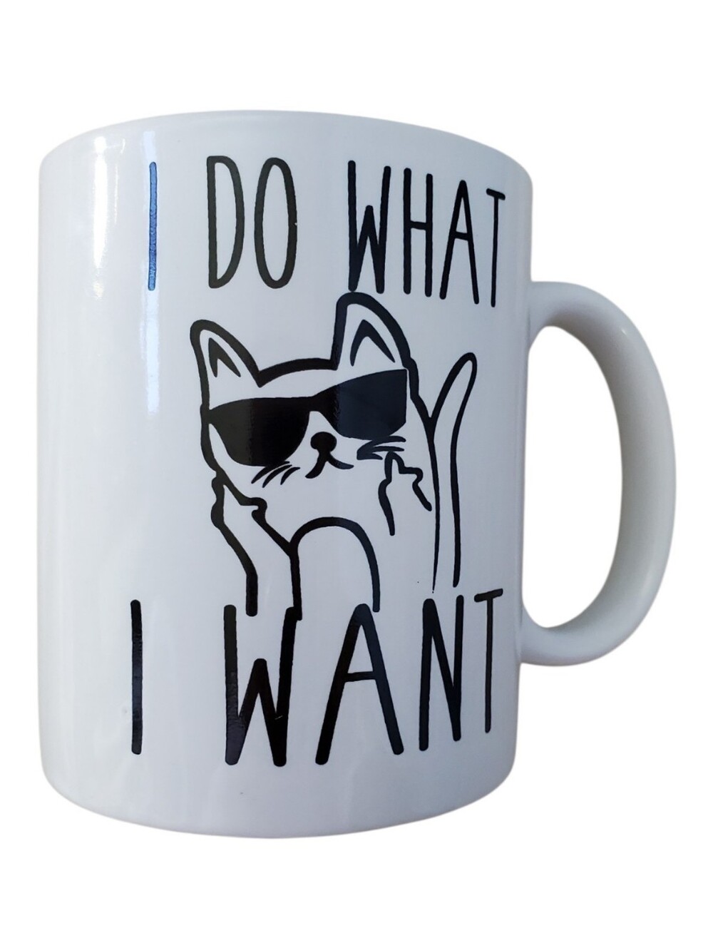 White Cat 'I Do What I Want' Ceramic Mug